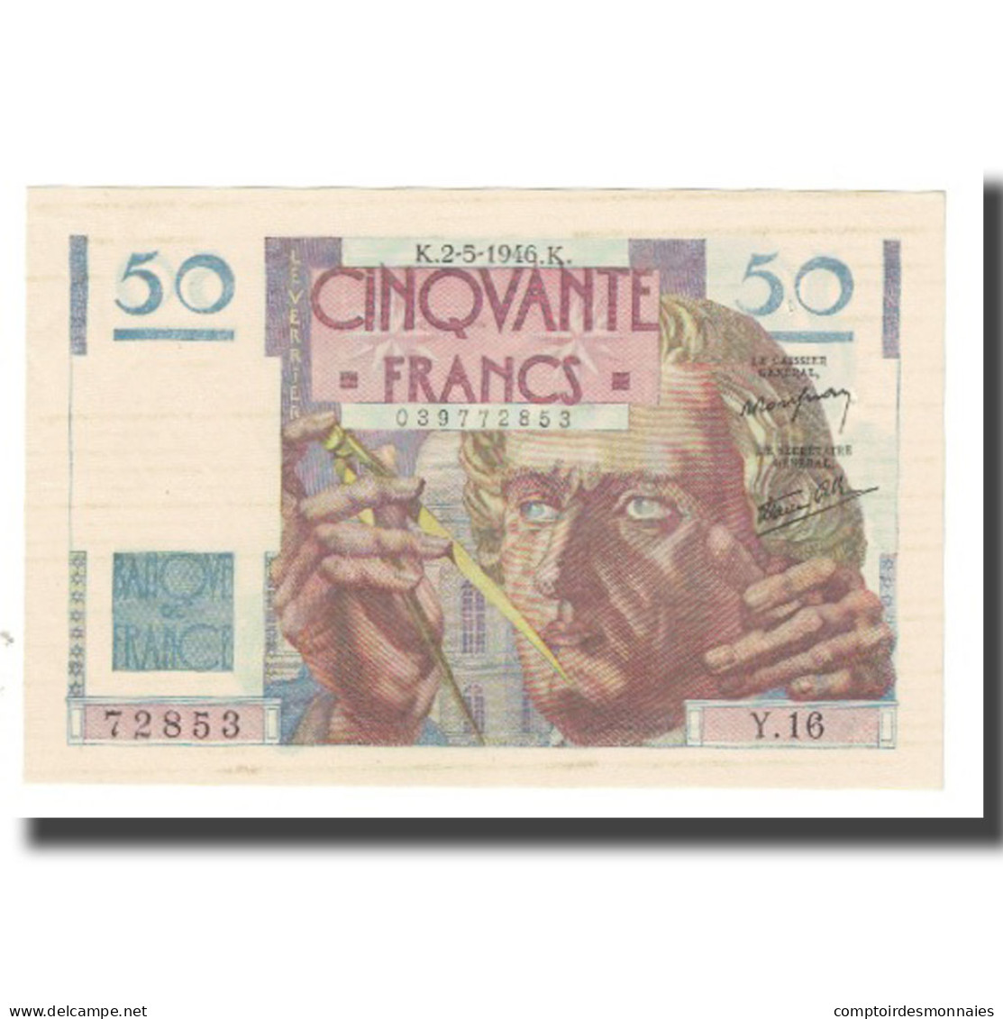 France, 50 Francs, Le Verrier, 1946, P. Rousseau And R. Favre-Gilly, 1946-05-02 - 50 F 1946-1951 ''Le Verrier''