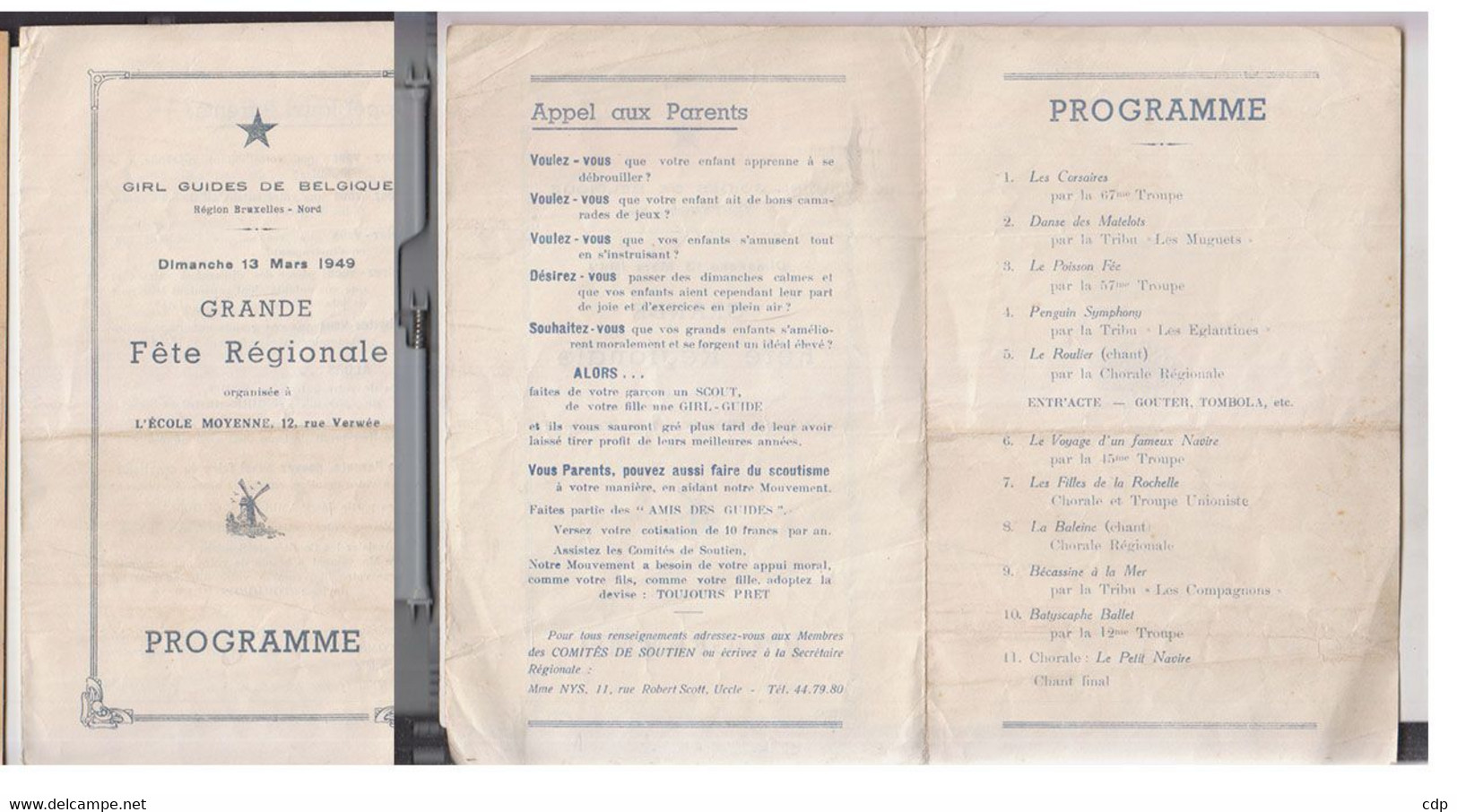 SCOUT Programme Fête Régionale  Girl Guides  1949 - Scoutisme