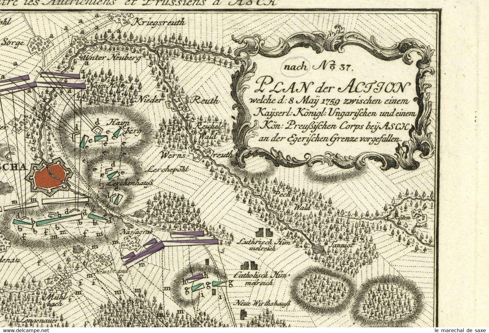 Schlacht Bei Himmelreich 8. Mai 1759 As Nebesa Preußen Österreicher Kupferstich - Landkarten