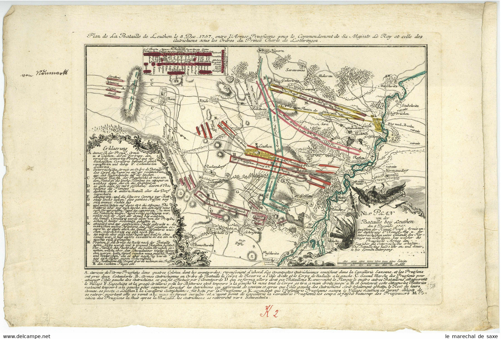 Schlacht Bei LEUTHEN Lutynia Schlesien 1757 Preußen Gegen Österreich Siebenjähriger Krieg Seven Years War - Mapas Geográficas