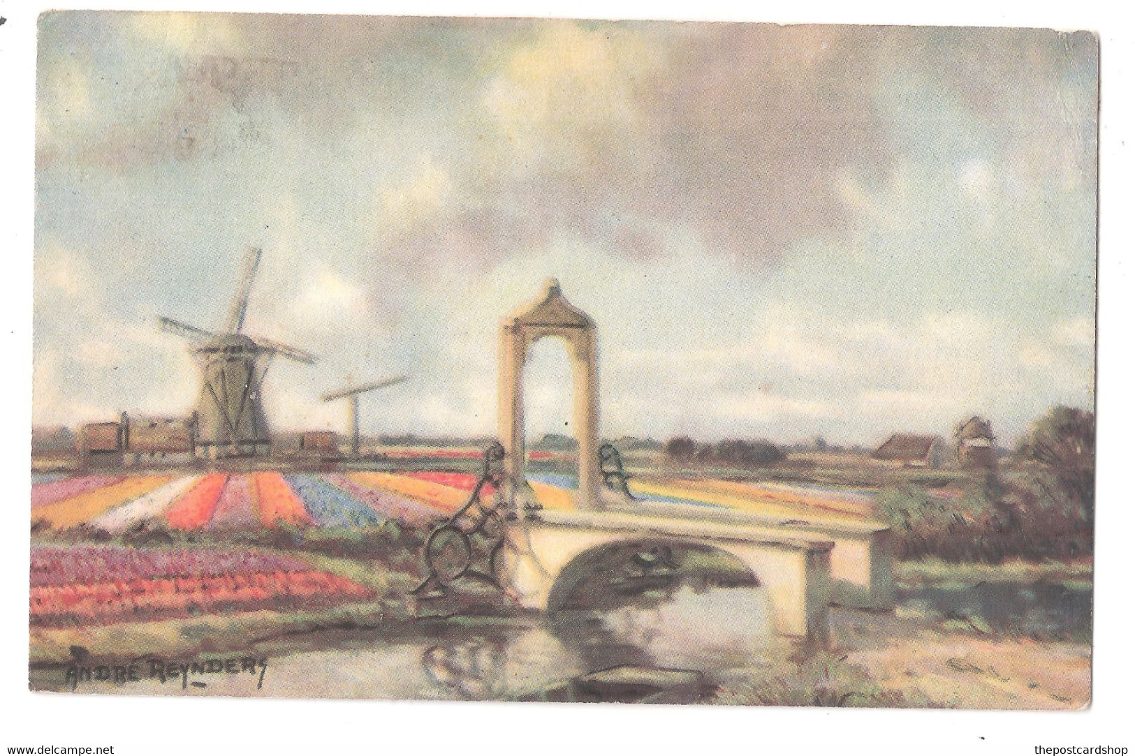 The Netherlands - Molen Aan Het Water Met Bloemenvelden. Tekening Van André Reynders Postally Used Nederland Stamp - Other & Unclassified
