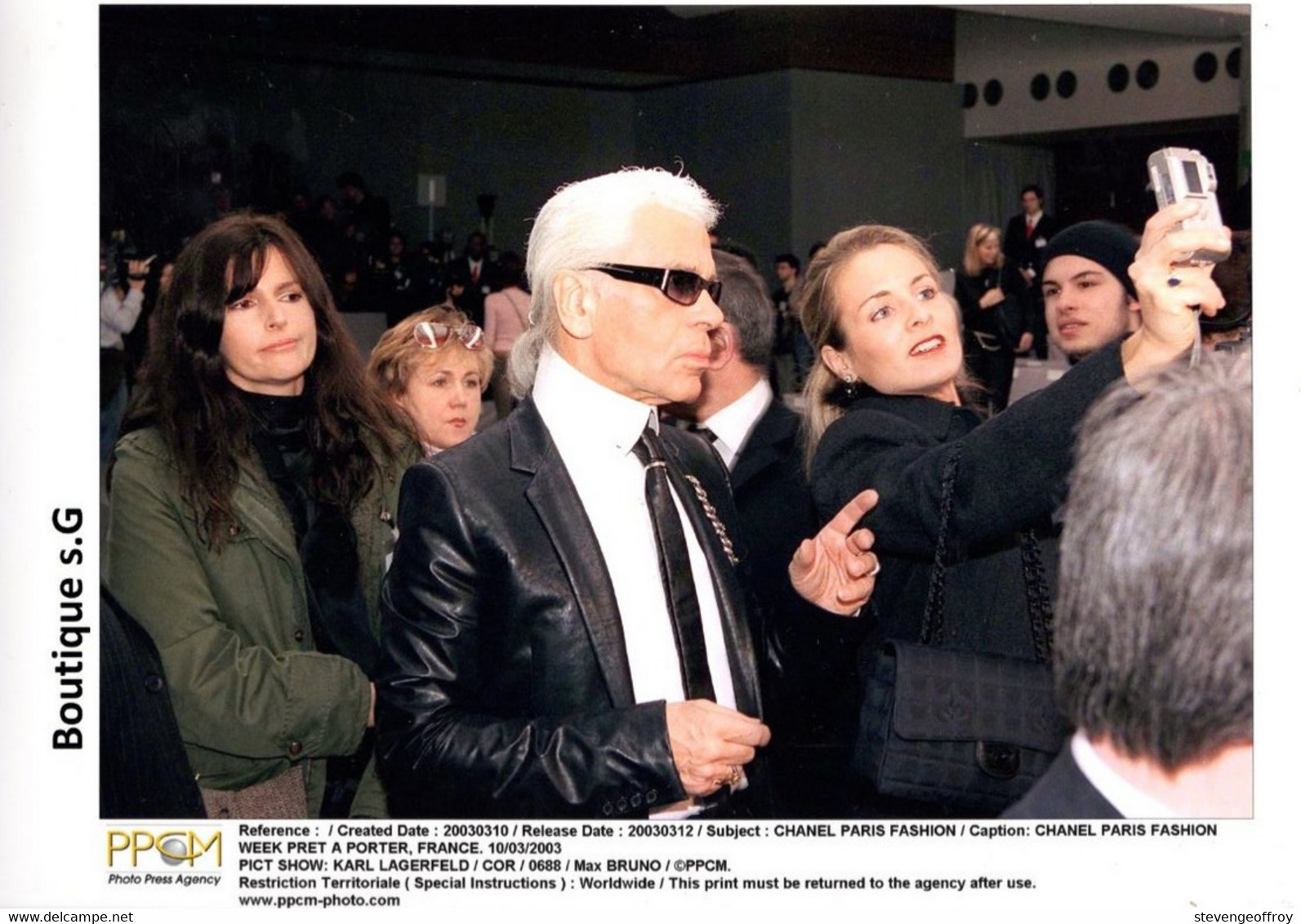 Photo Celebrité 2003 Press Presse Agency Chanel Paris Fashion Week Karl Lagerfeld MAx Bruno Mode 31x20.5cm - Personalità