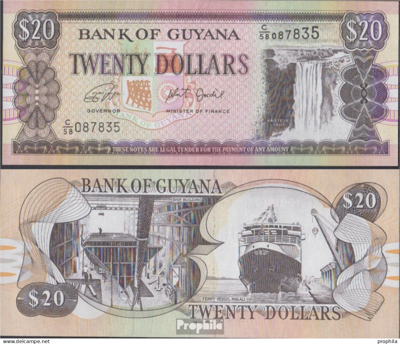 Guyana Pick-Nr: 30, Signatur 16a Bankfrisch 2018 20 Dollars - Guyana