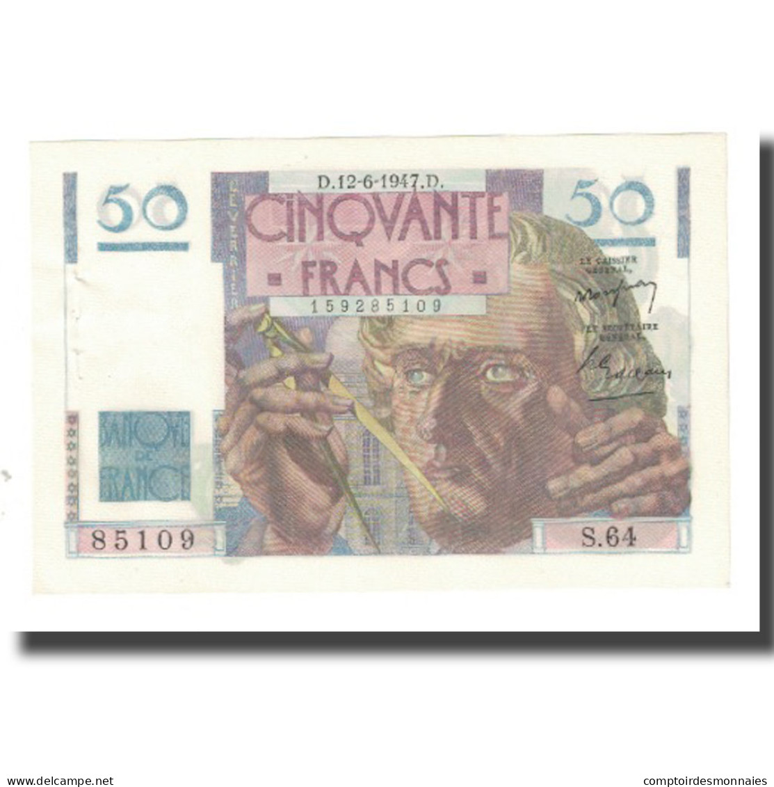 France, 50 Francs, Le Verrier, 1947, P. Rousseau And R. Favre-Gilly, 1947-06-12 - 50 F 1946-1951 ''Le Verrier''