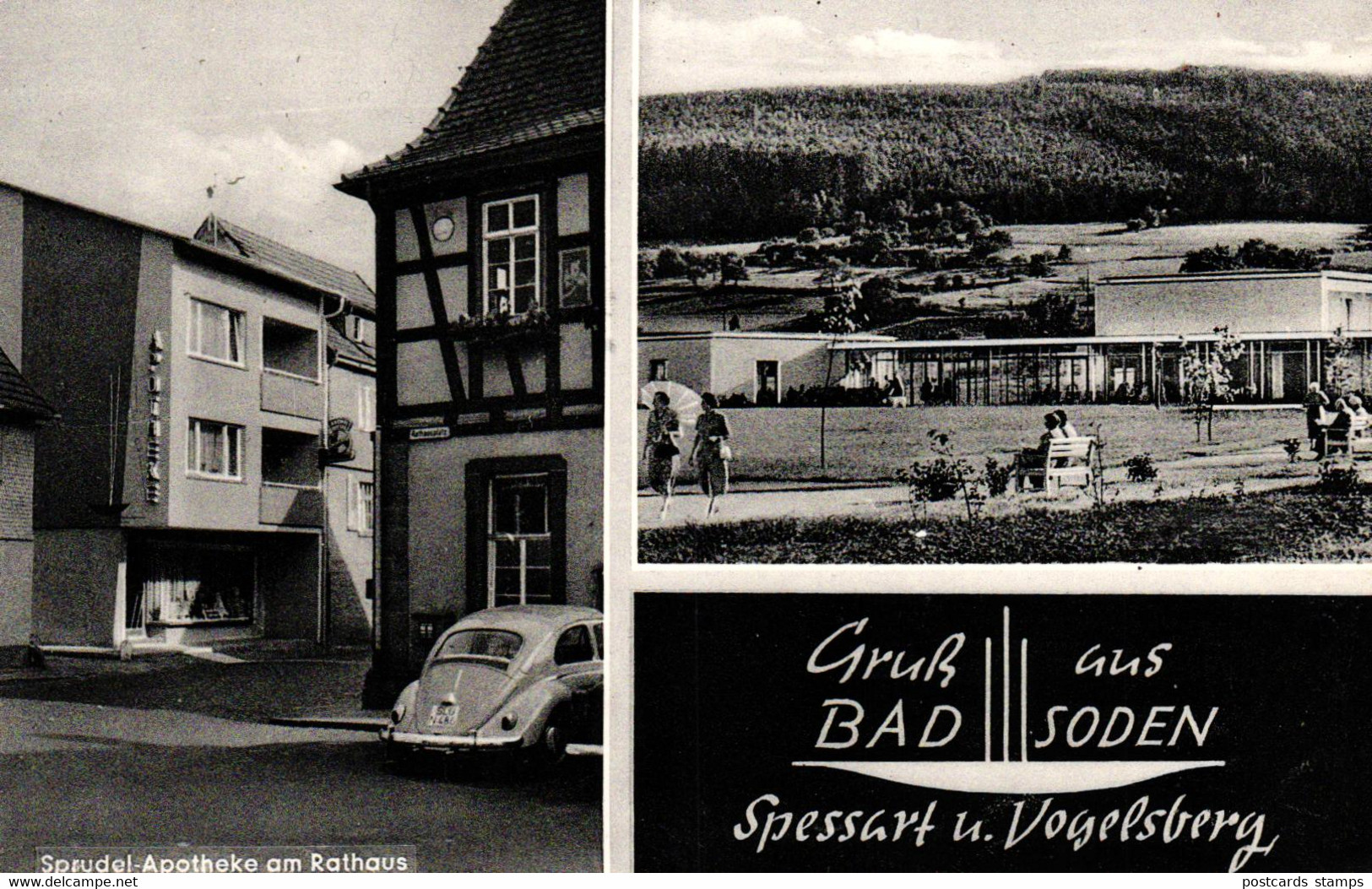 Bad Soden, Main-Kinzig-Kreis, Sprudel-Apotheke Mit VW Käfer, Ca. 60er Jahre - Main - Kinzig Kreis