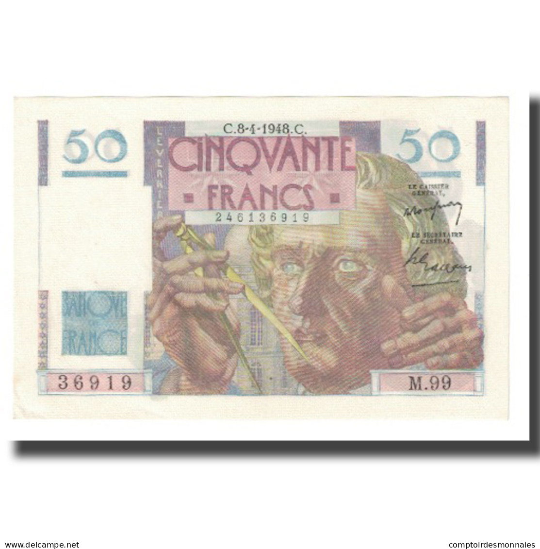 France, 50 Francs, Le Verrier, 1948, P. Rousseau And R. Favre-Gilly, 1948-04-08 - 50 F 1946-1951 ''Le Verrier''