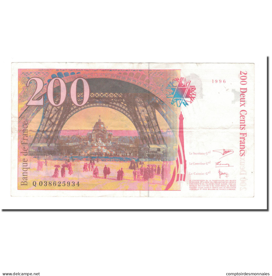 France, 200 Francs, 1996, TTB, Fayette:75.3a, KM:159b - 200 F 1995-1999 ''Eiffel''