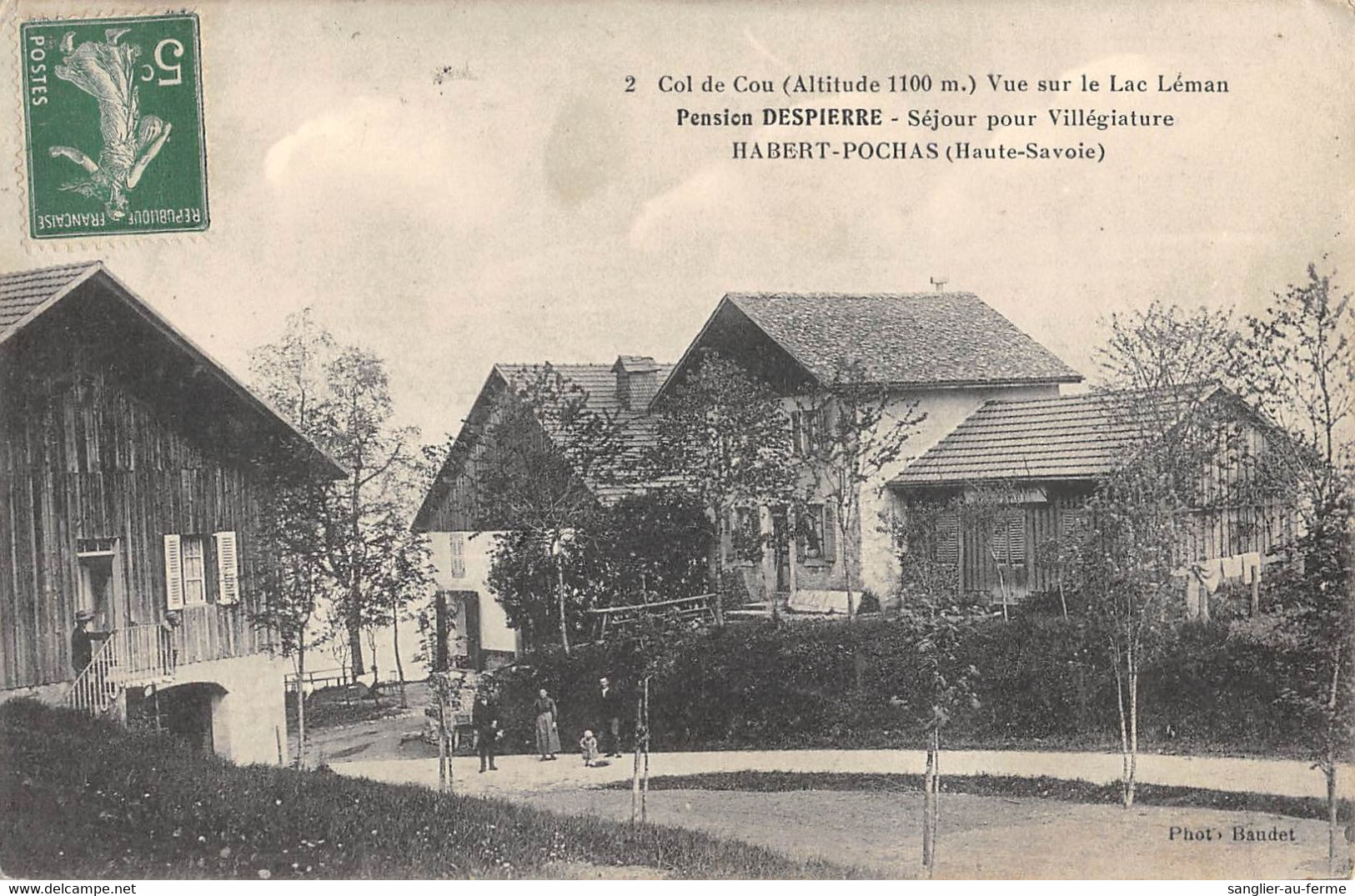 CPA 74 COL DE COU VUE SUR LE LAC LEMAN PENSION DESPIERRE HABERT POCHAS - Autres & Non Classés