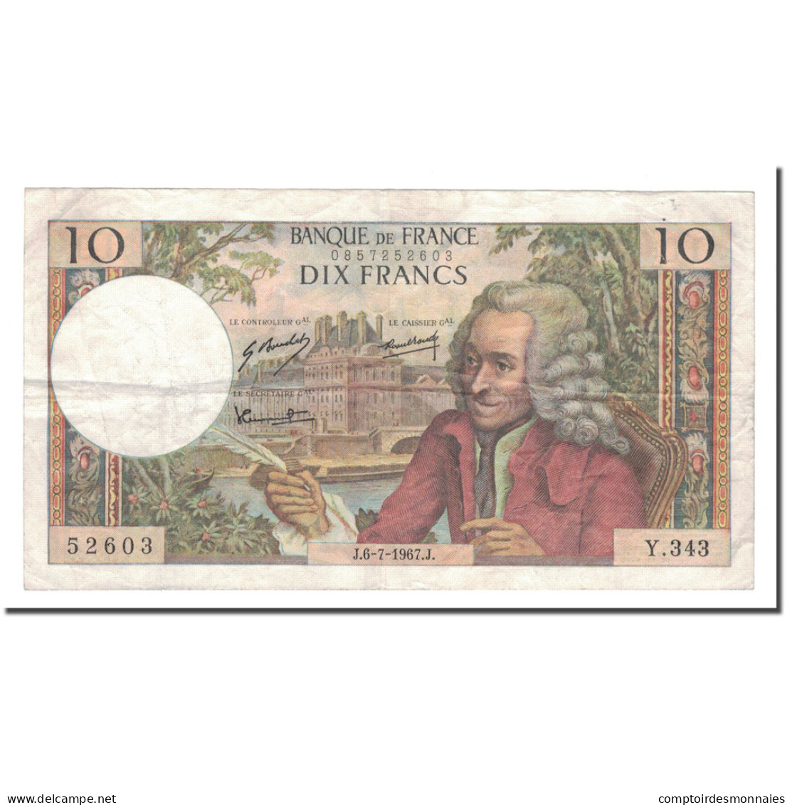 France, 10 Francs, 1967, 1967-07-06, TTB, Fayette:62.27, KM:147c - 10 F 1963-1973 ''Voltaire''