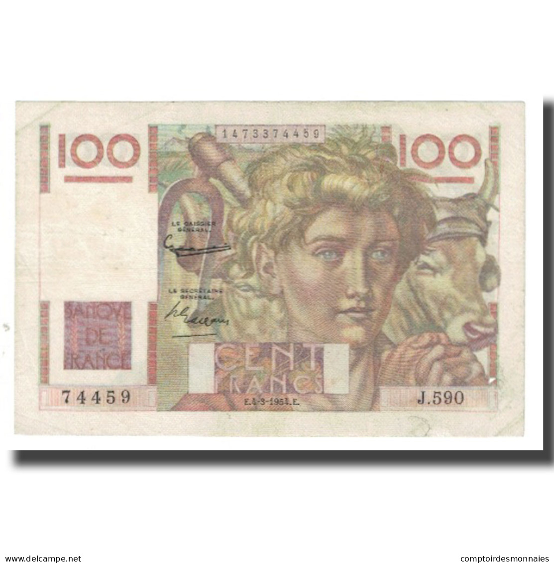 France, 100 Francs, Jeune Paysan, 1954, D AMBRIERES, GARGAM, 1954-03-04, TB+ - 100 F 1945-1954 ''Jeune Paysan''