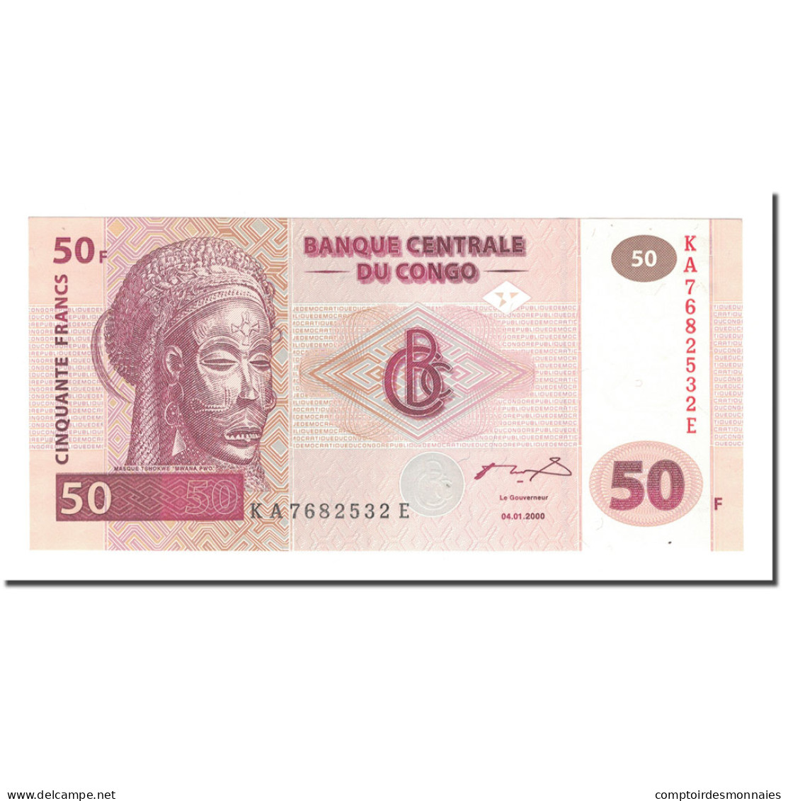 Billet, Congo Democratic Republic, 50 Francs, 2000, 2000-01-04, KM:91a, NEUF - Republik Kongo (Kongo-Brazzaville)