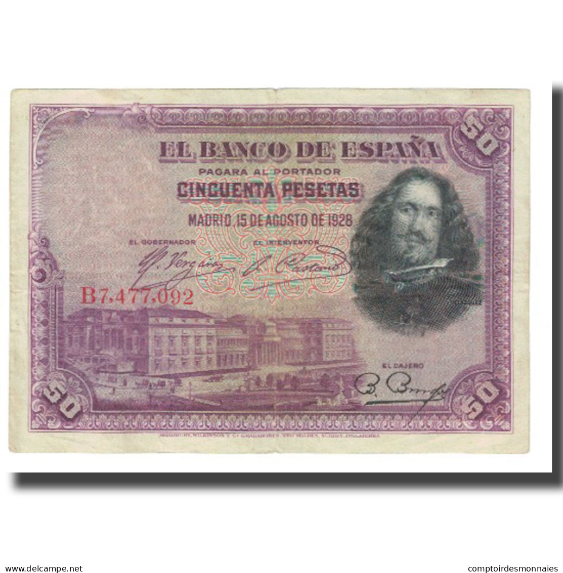 Billet, Espagne, 50 Pesetas, 1928, 1928-08-15, KM:75a, TTB - 1873-1874 : Première République