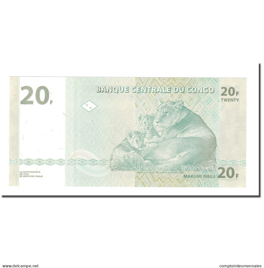 Billet, Congo Democratic Republic, 20 Francs, 2003, 2003-06-30, KM:94a, NEUF - République Du Congo (Congo-Brazzaville)