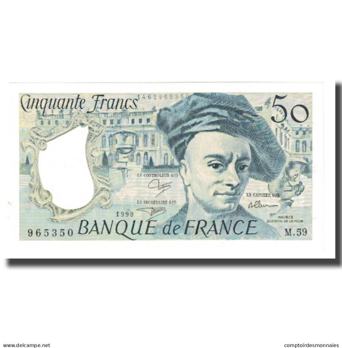 France, 50 Francs, Quentin De La Tour, 1990, STROHL TRONCHE DENTAUD, SPL - 50 F 1976-1992 ''Quentin De La Tour''