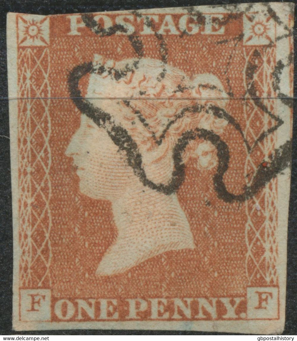 GB LE QV 1 D Redbrown Plate 24 (FF) Almost 4 Broad Margins Minimal Touched At The Upper Left, Black MC, VARIETY/ERROR: - Usati