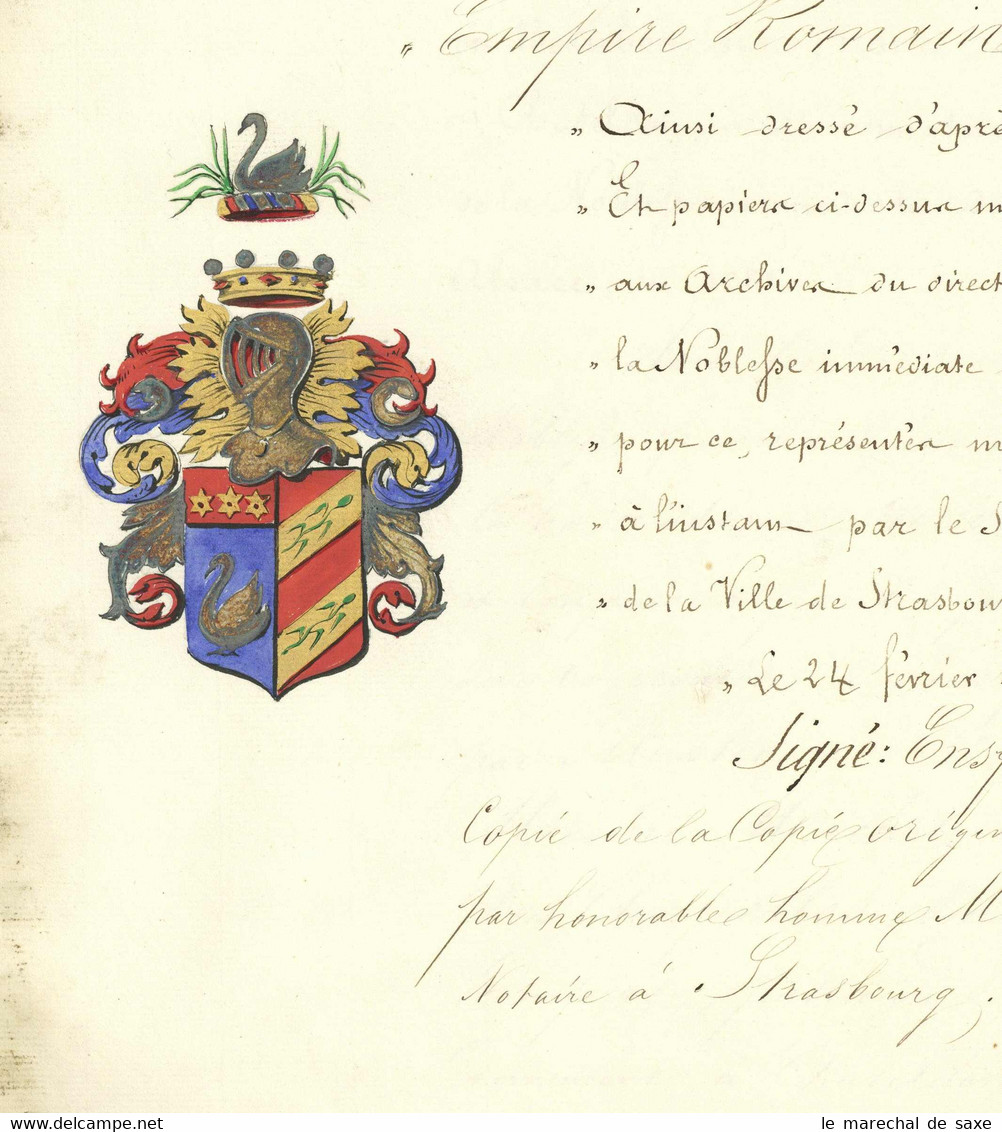 Noblesse BARGHON DES CHAPELLES Baron Du Saint-Empire 1781 Manuscrit Alsace Haguenau Strasbourg - Documenti Storici