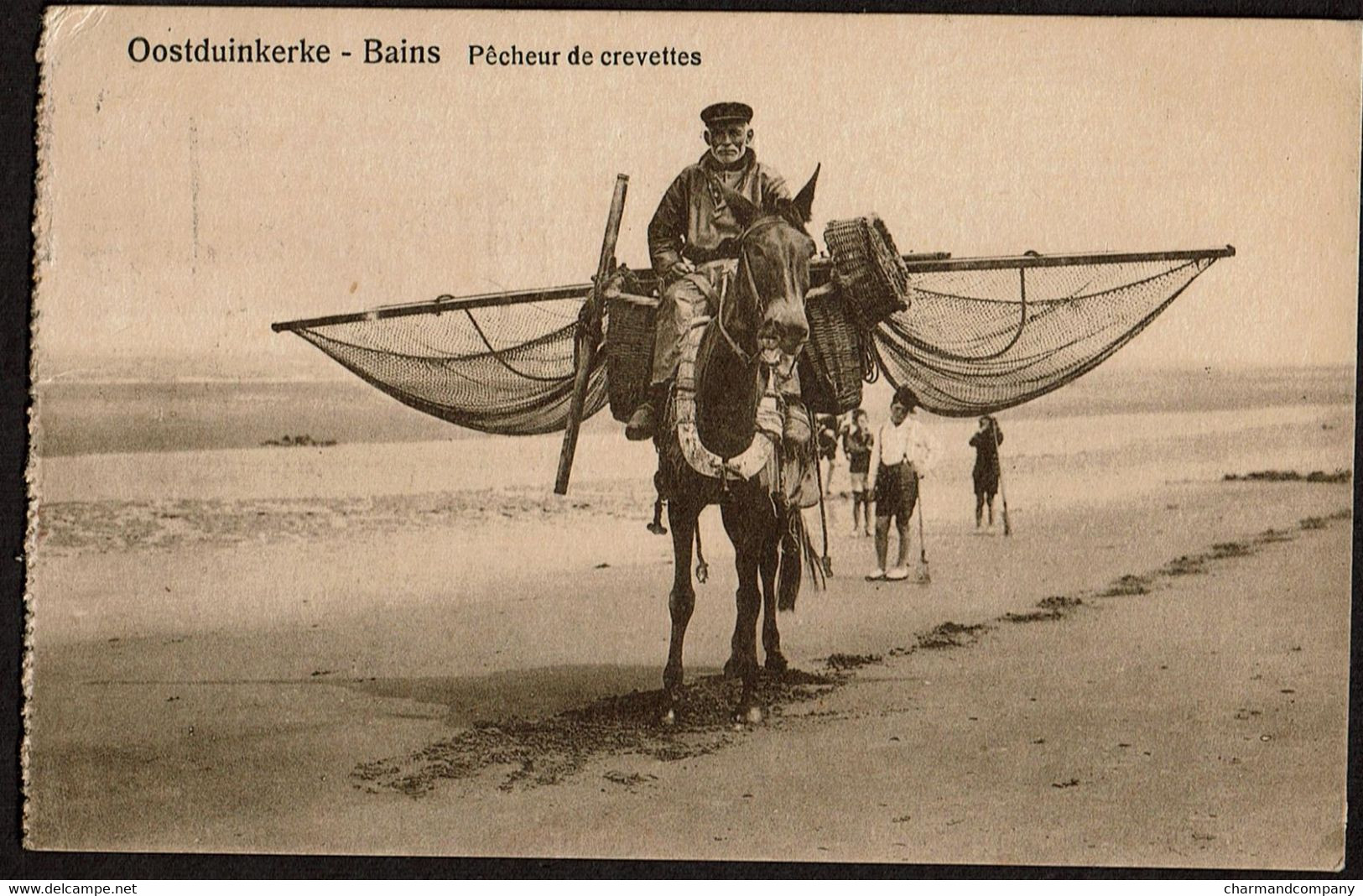 Oostduinkerke - Bains - Pêcheur De Crevettes - Circulée - 2 Scans - Oostduinkerke