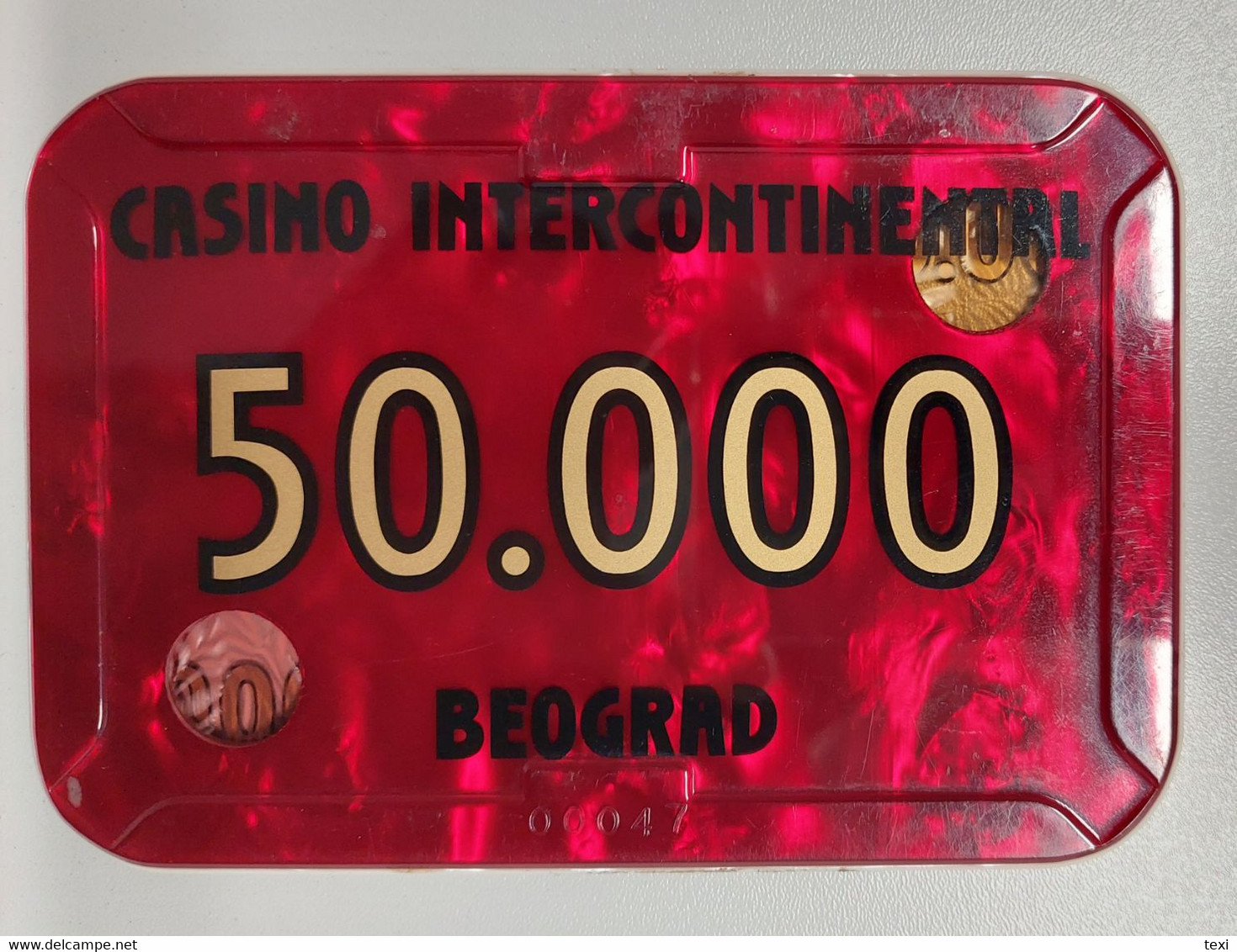 Casino Token Serbia Yugoslavia CASINO INTERCONTINENTAL BEOGRAD 50000 - Casino