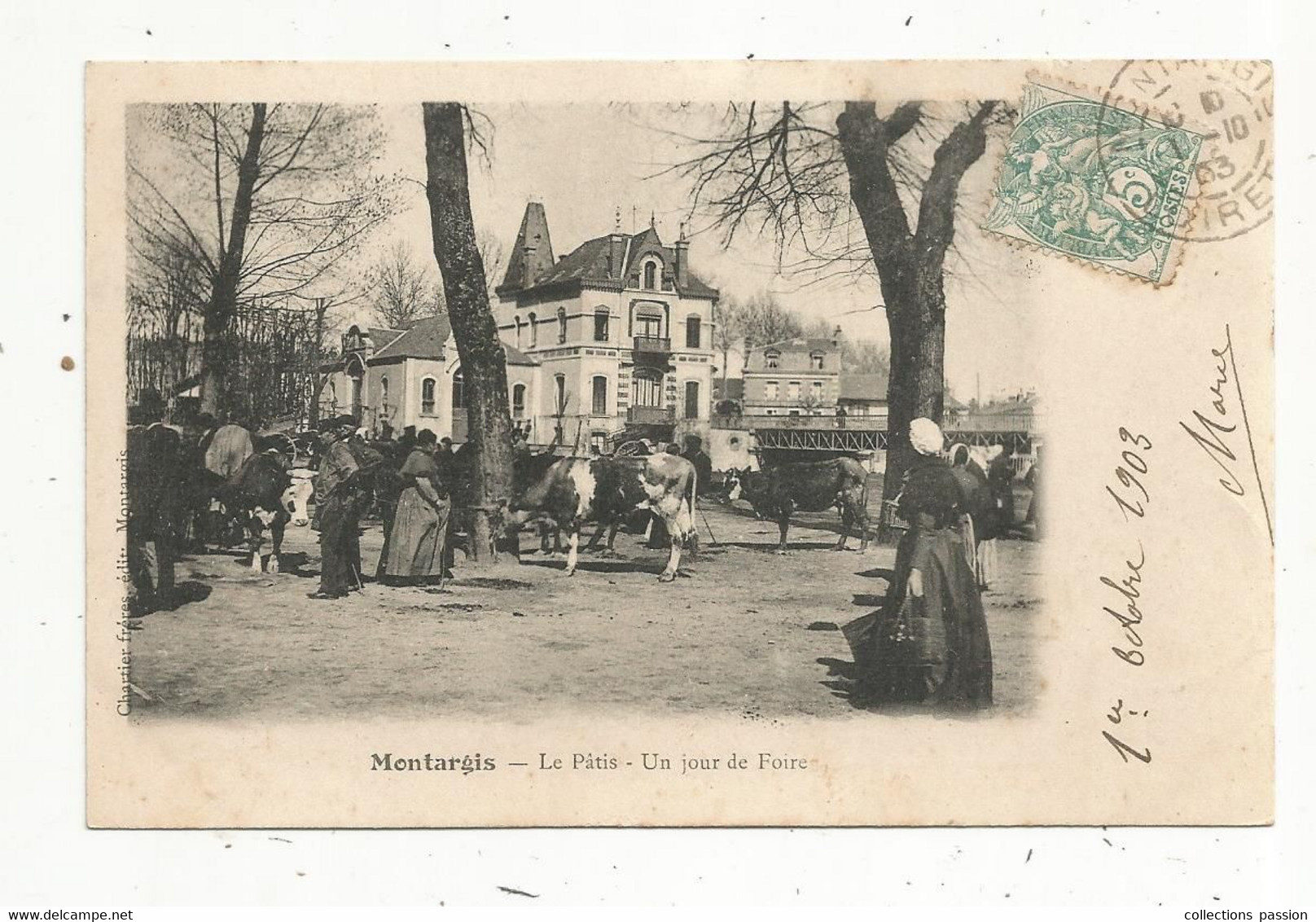 Cp, Commerce , Foire , 45 , MONTARGIS , Le Pâtis ,un Jour De Foire, Dos Simple , Voyagée 1903 - Kirmes