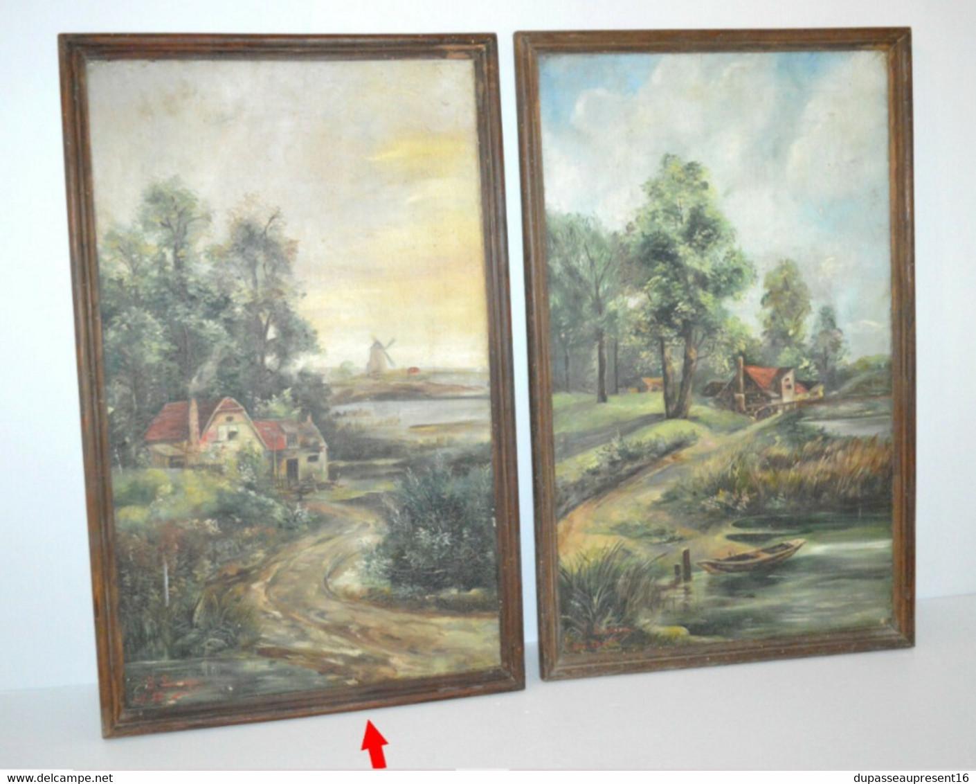 HST TABLEAU PAYSAGE signé Y LARDEAU 1923 petit cadre bois à nettoyer début XXe collection déco