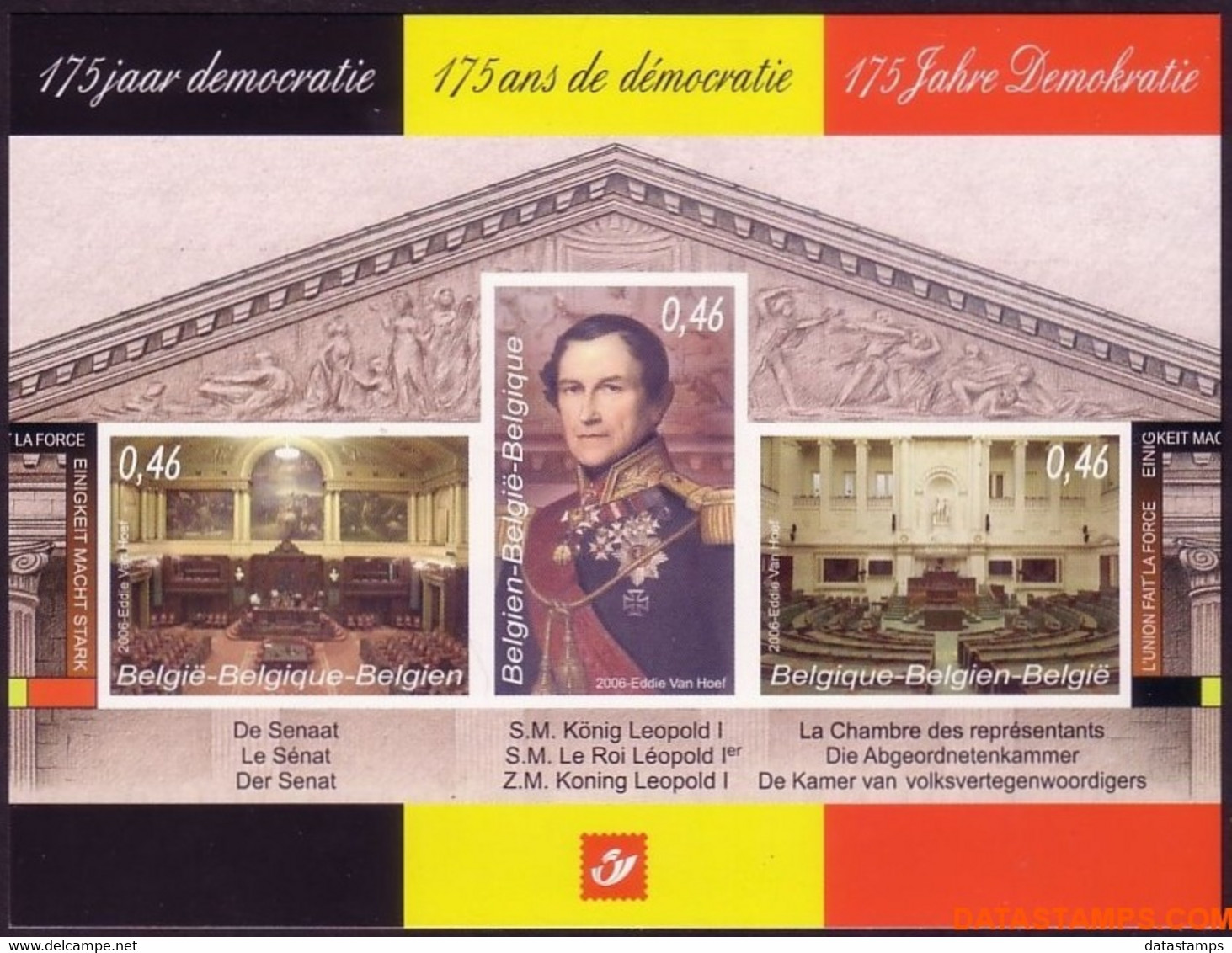 België 2006 - OBP:LX 95, Luxevel - XX - 175 Years Of Democracy - Foglietti Di Lusso [LX]