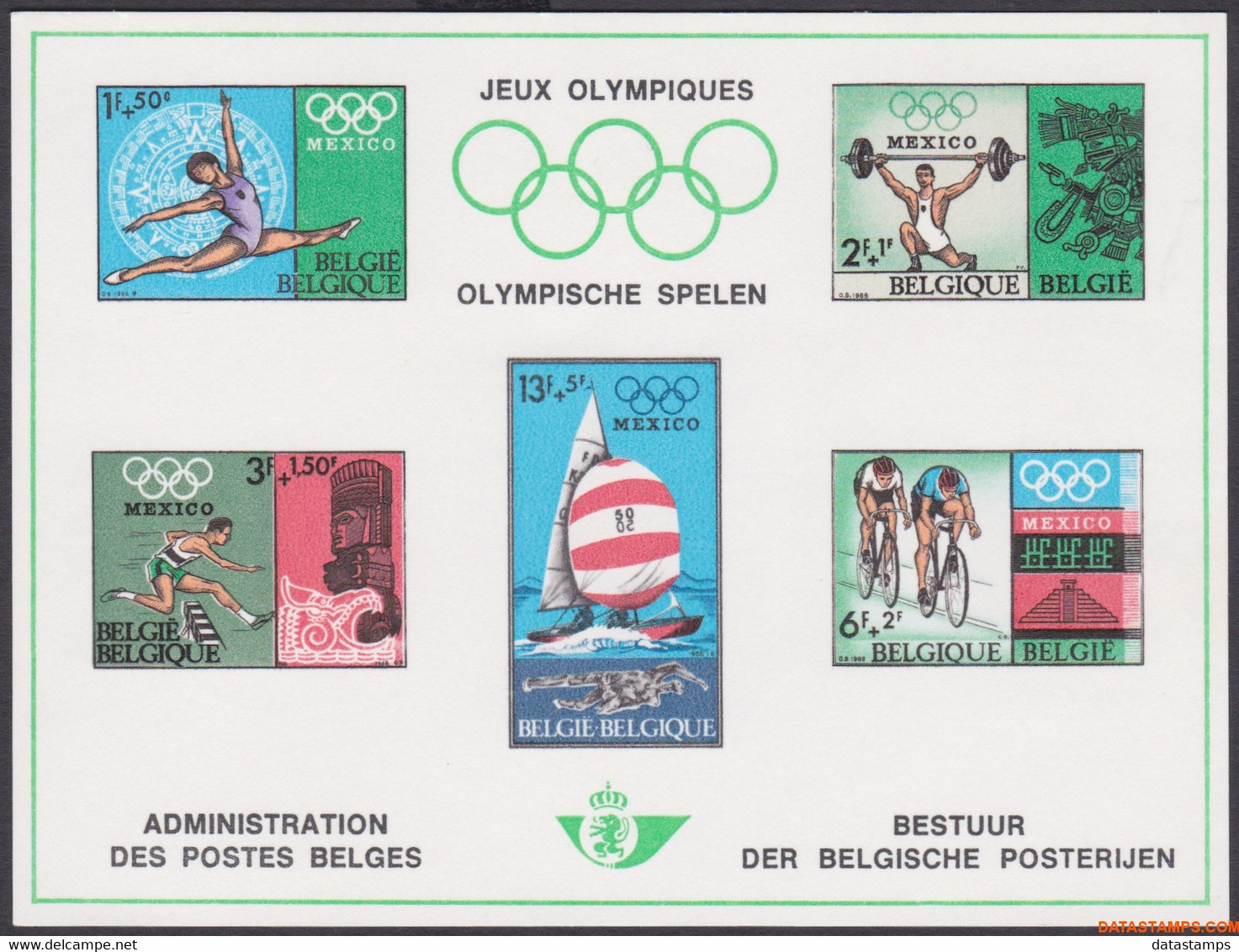 België 1968 - OBP:LX 55, Luxevel - XX - Olympics Mexico - Luxuskleinbögen [LX]