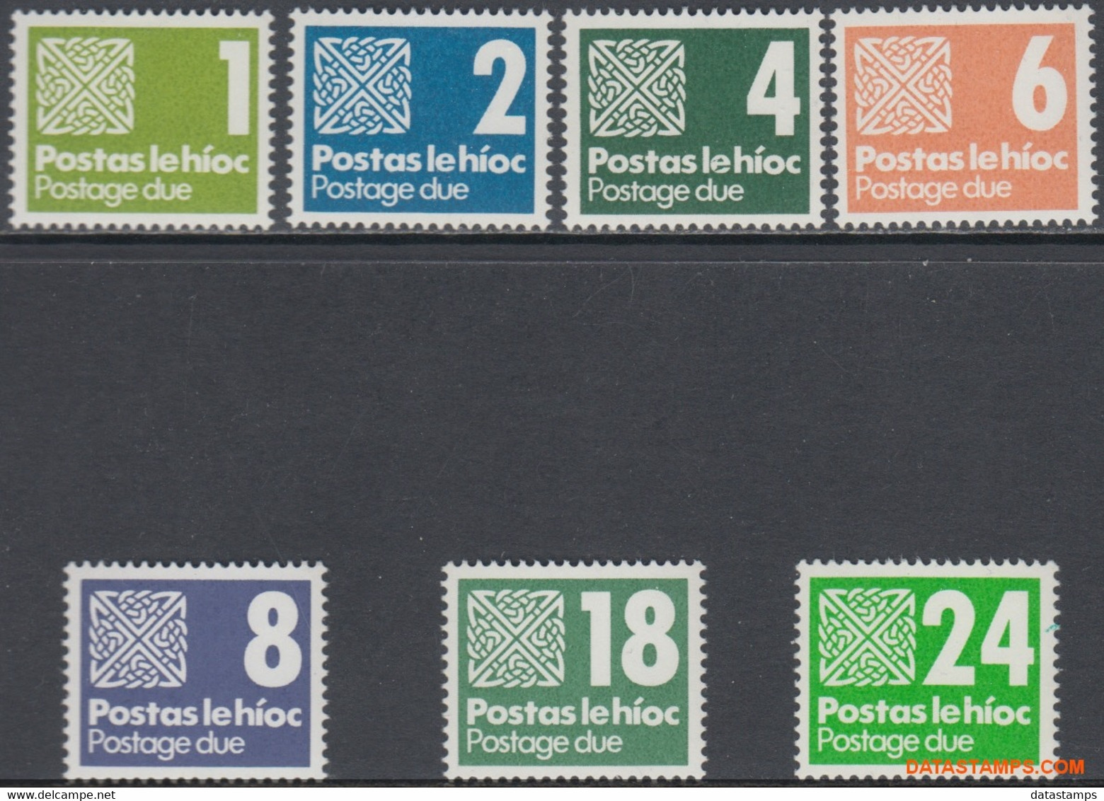 Ierland 1980 - Mi:porto 25/31, Yv:TX 25/31, Penalty Stamps - XX - Figure And Ornament - Impuestos