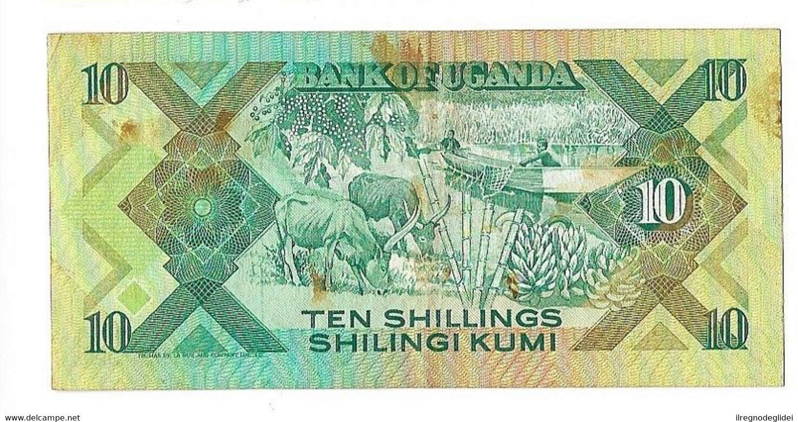 UGANDA - 10 SHILINGI KUMI - - WYSIWYG - N° SERIALE BK 858749 - CARTAMONETA - PAPER MONEY - Uganda
