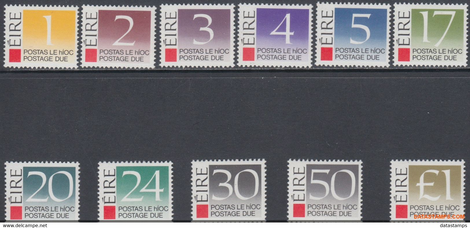 Ierland 1988 - Mi:porto 35/45, Yv:TX 35/45, Penalty Stamps - XX - Figure - Segnatasse