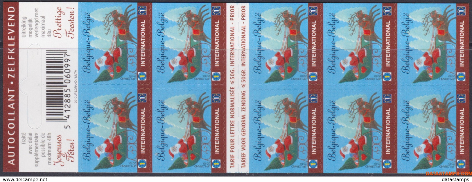 België 2010 - Mi:MH 4134, Yv:C 4069, OBP:B 117, Booklet - XX - Moody Christmas - Sin Clasificación