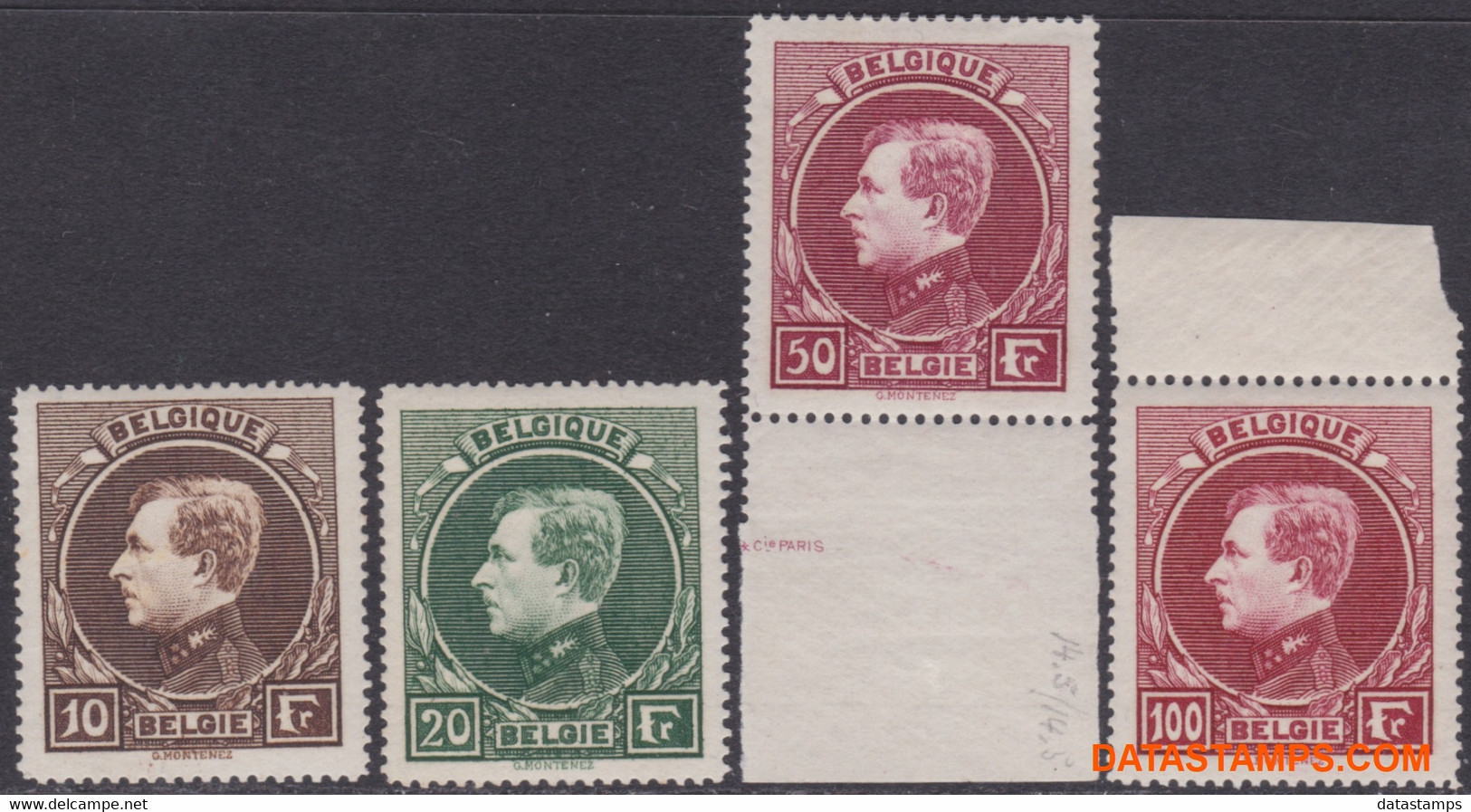 België 1929 - Mi:262 I/265 I, Yv:289/292, OBP:289/292, Stamp - XX - Montenez Albert I - 1929-1941 Big Montenez