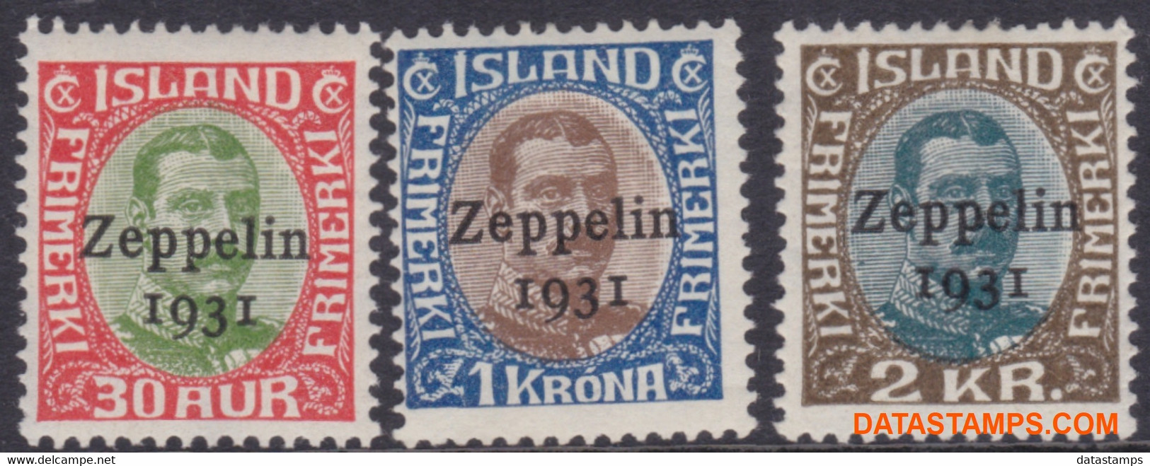 Ijsland 1931 - Mi:147/149, Yv:PA 9/11, Airmail Stamps - XX - Zeppelin - Luftpost