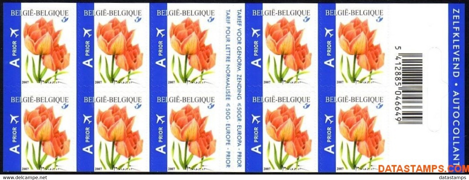 België 2007 - Mi:MH 3768, Yv:C 30703, OBP:B 82, Booklet - XX - Tulip Peach - Unclassified