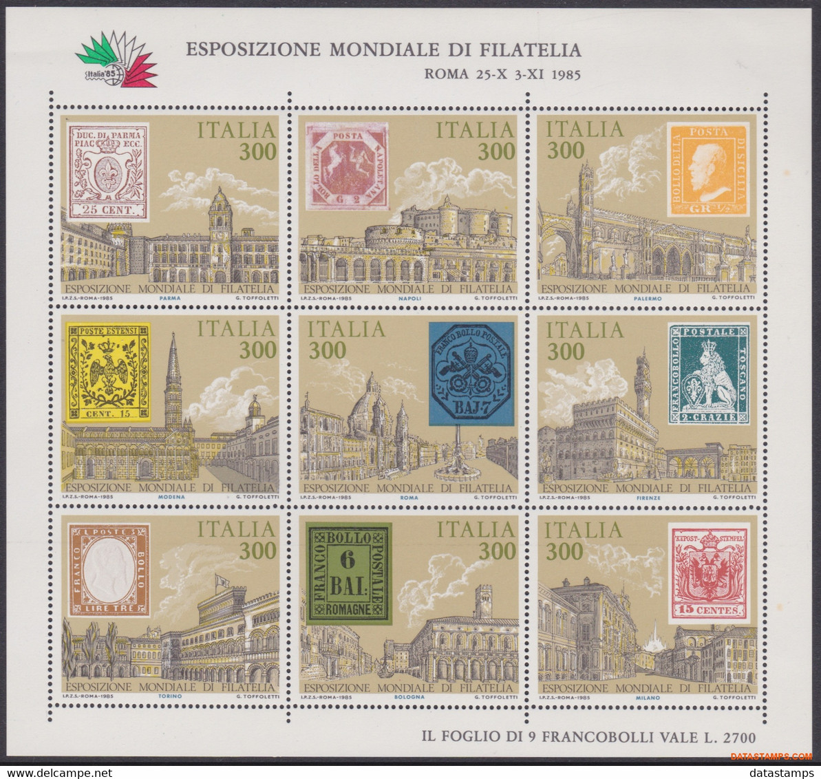 Italie 1985 - Mi:1945/1953, Yv:BL 1, Block - XX - Italia 85 - Hojas Bloque