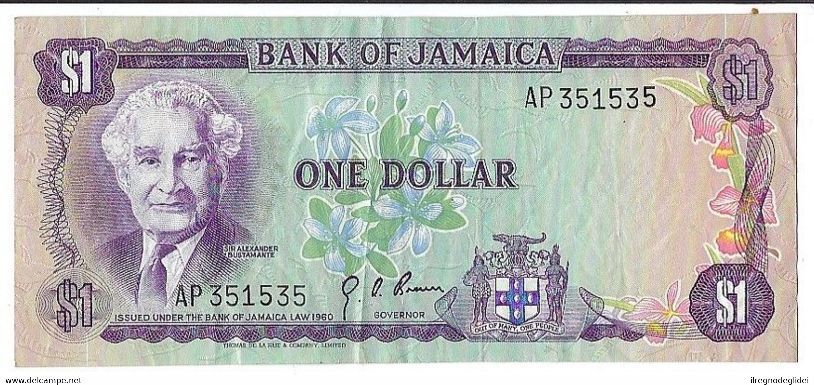 JAMAICA - GIAMAICA  $1 1 DOLLARO - WYSIWYG   - N° SERIALE AP351535 - CARTAMONETA - PAPER MONEY - Jamaica