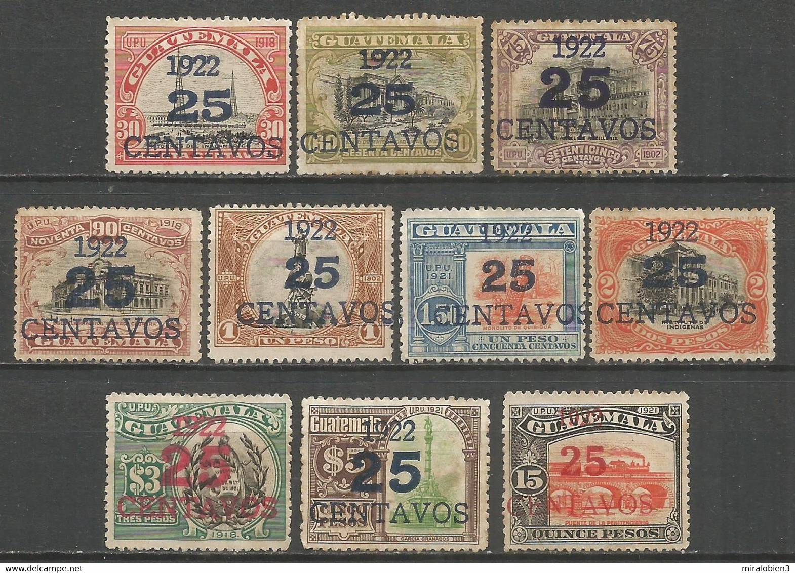 GUATEMALA YVERT NUM. 189/198 SERIE COMPLETA NUEVA SIN GOMA - Guatemala