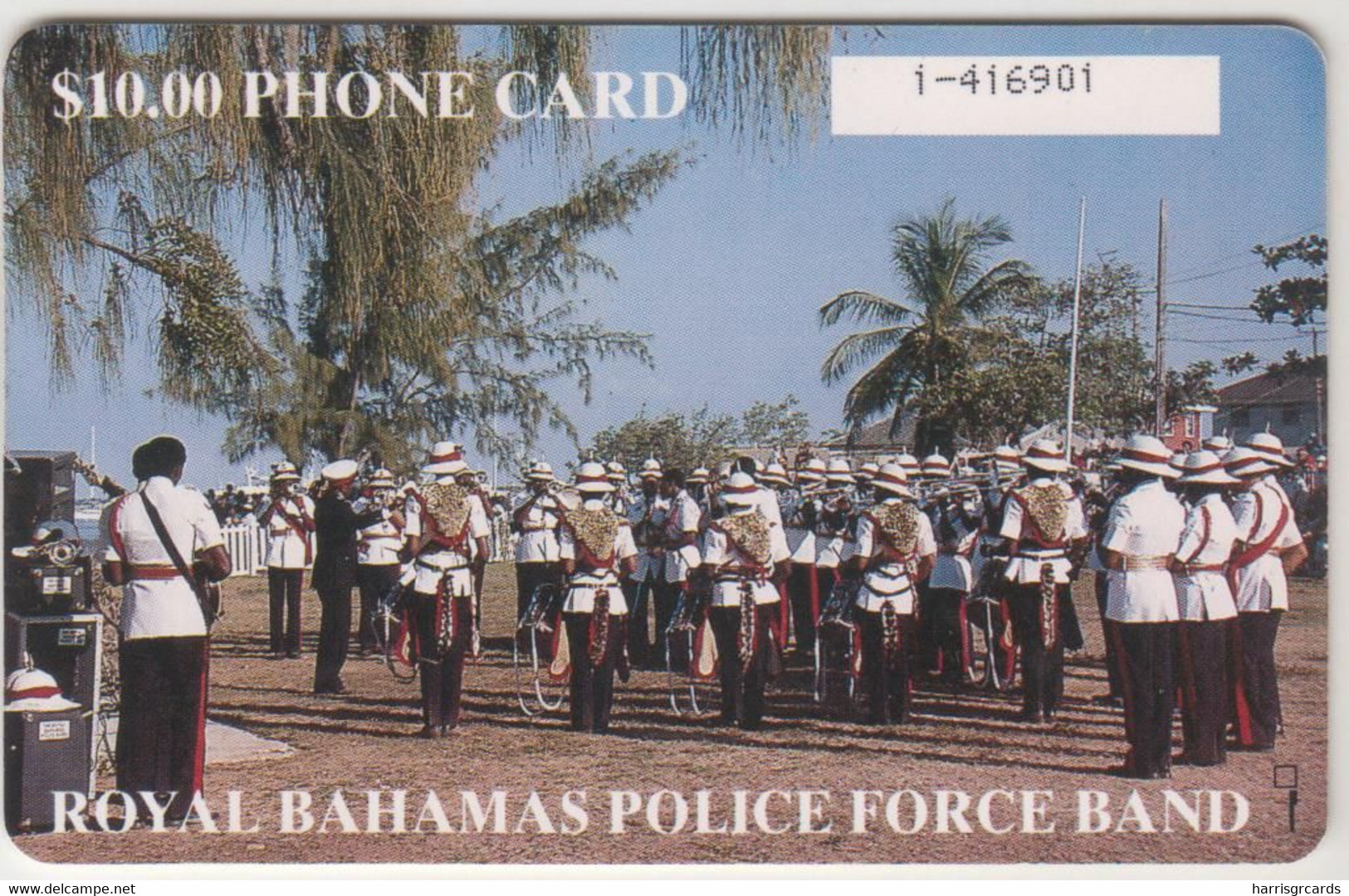 BAHAMAS - Royal Police Force Band, Chip:GEM1B (Not Symmetric White/Gold), 10 $, Used - Bahama's