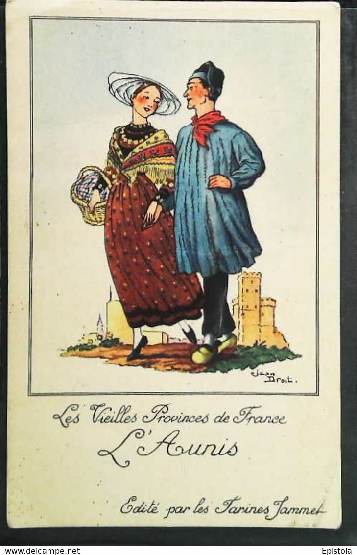 ► CPA  Illustration Jean Droit  L'Aunis   Couple  Farines Jammet - Droit