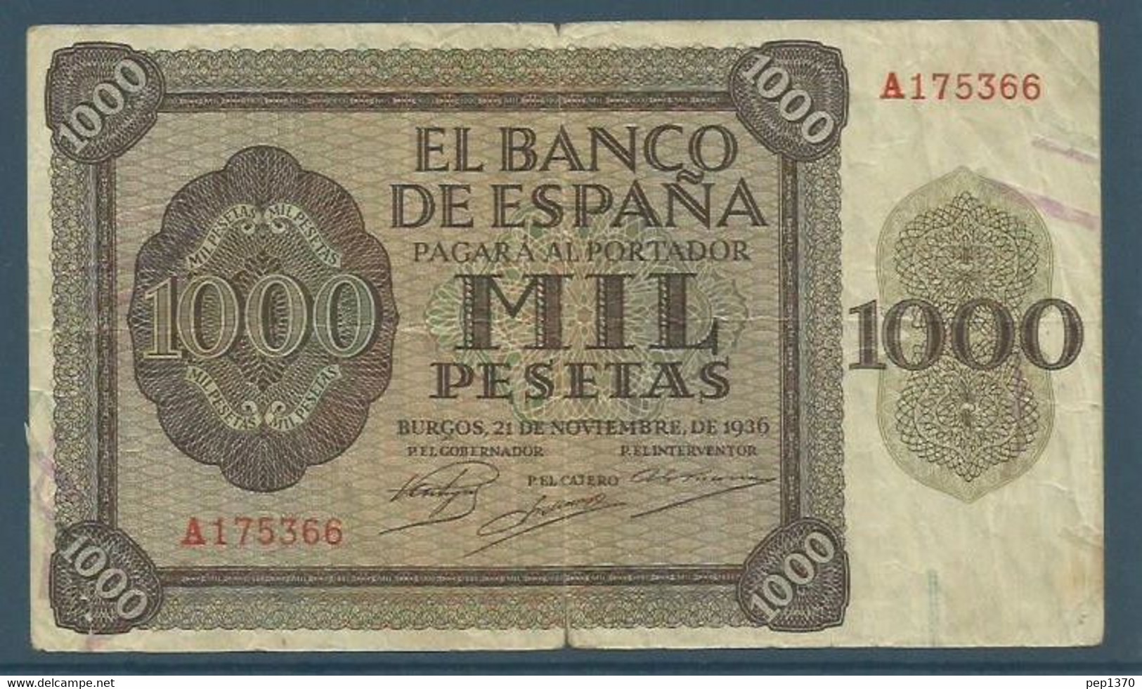 BILLETE DE 1000 PESETAS DE 1936 - 1000 Peseten