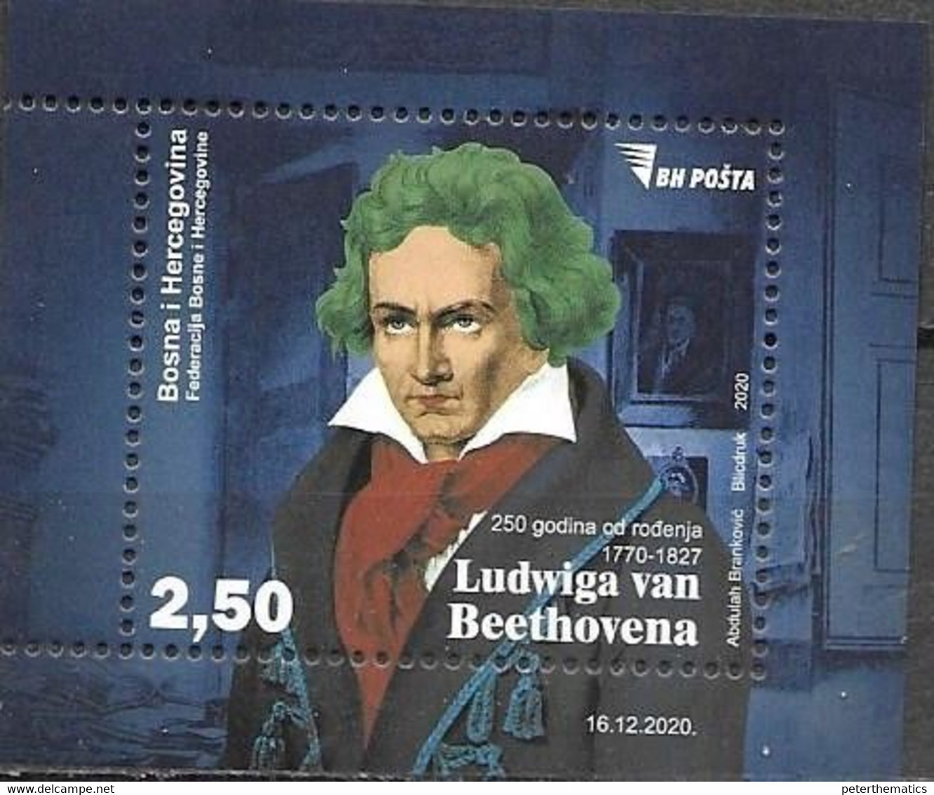 BOSNIA MUSLIM, 2020, MNH, BEETHOVEN, S/SHEET - Muziek