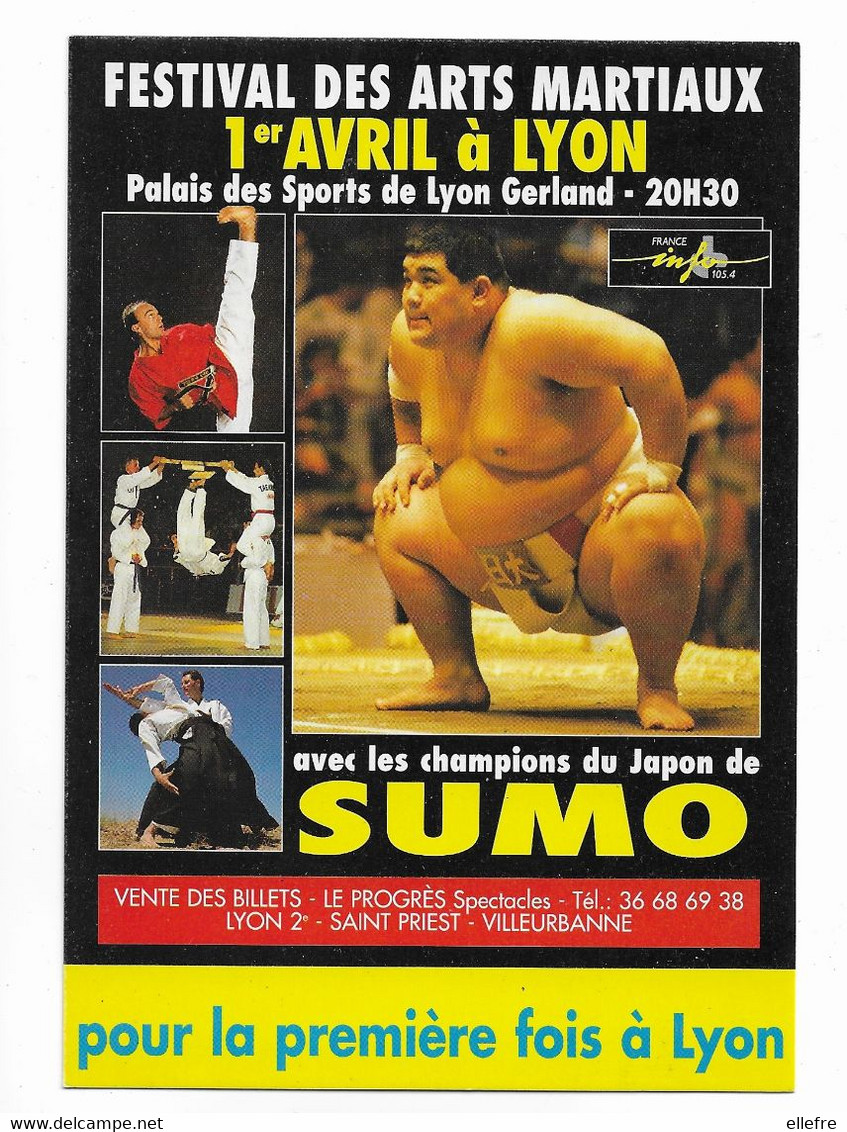 Carte Postale "Cart'Com" -  Festival Des Arts Martiaux Sumo Gros Plan à  Lyon ( Non Datée ) Offre De Réduction Au Recto - Kampfsport