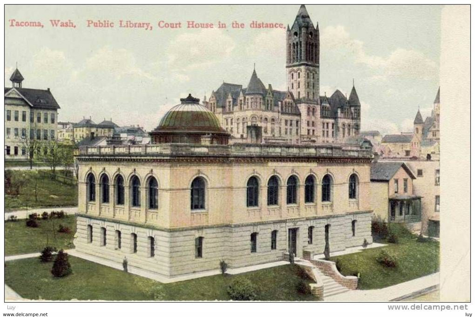 TACOMA, WA - Public Library, Bibliothek, Court House In The Distance - Tacoma