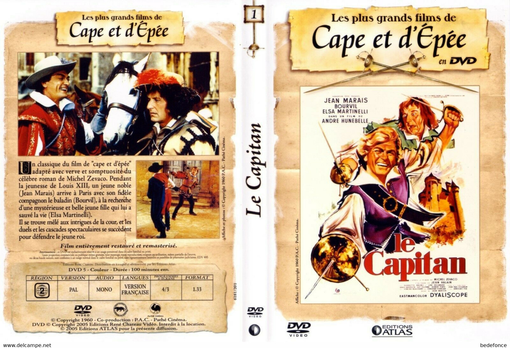 DVD - Le Capitan - Avec Jean Marais, Bourvil, Elsa Martinelli - Classiques