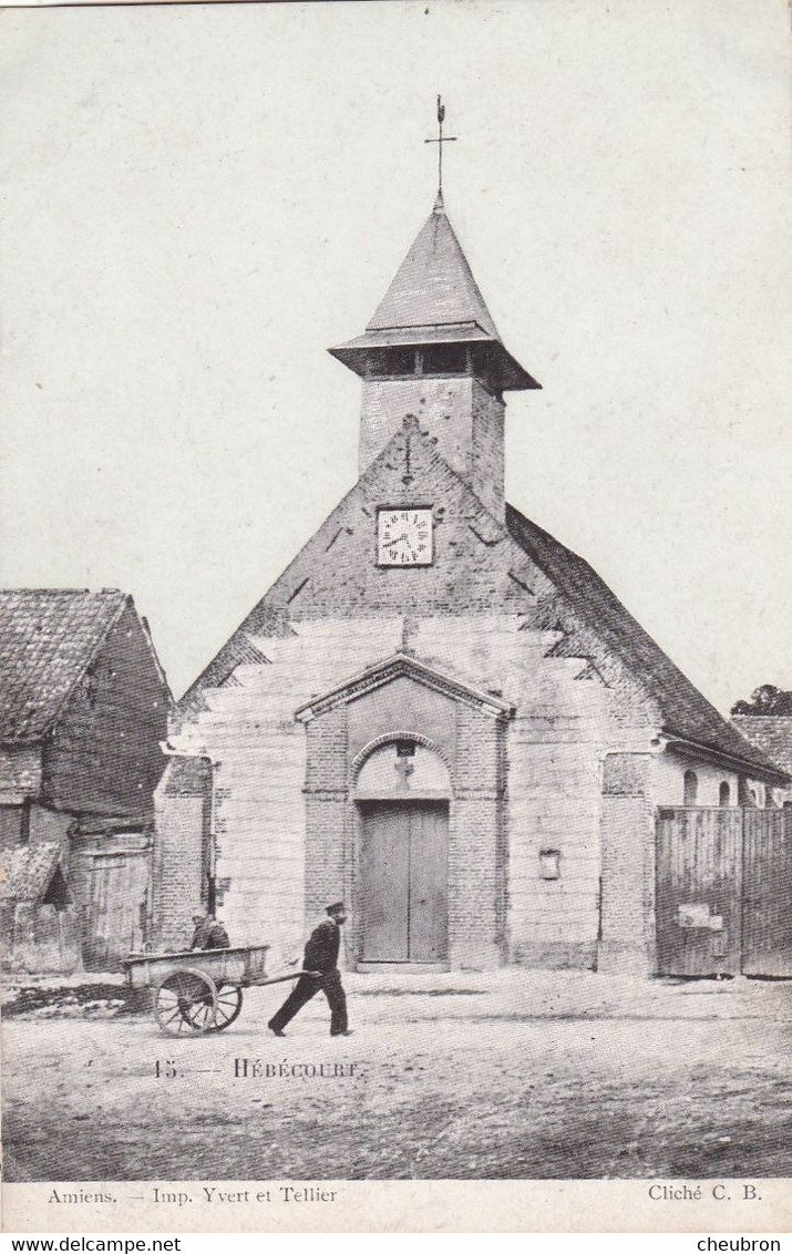 27. HEBECOURT. CPA.  L'EGLISE. ANIMATION. + TEXTE - Hébécourt