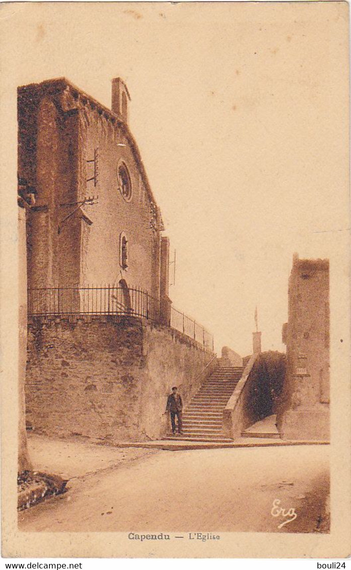 CAPENDU DANS L'AUDE  L'EGLISE  VOIR VERSO  CPA  CIRCULEE - Capendu