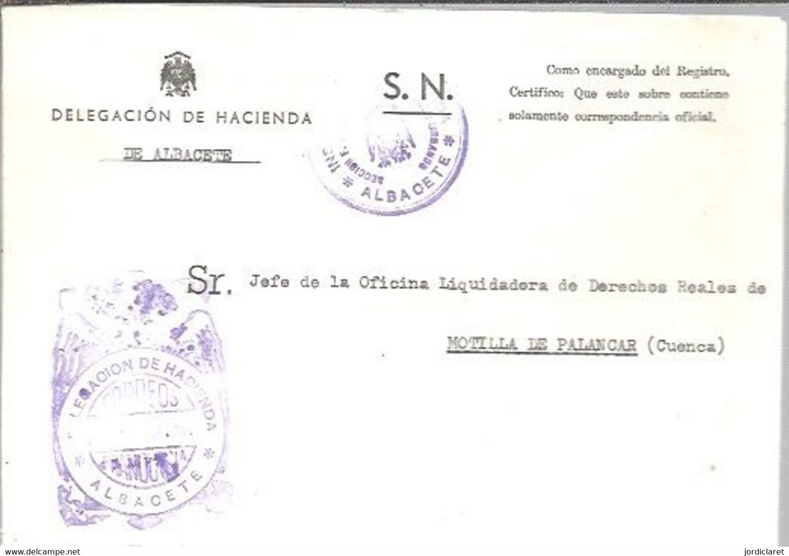 DELEGACION  DE HACIENDA  ALBACETE 1980 - Postage Free