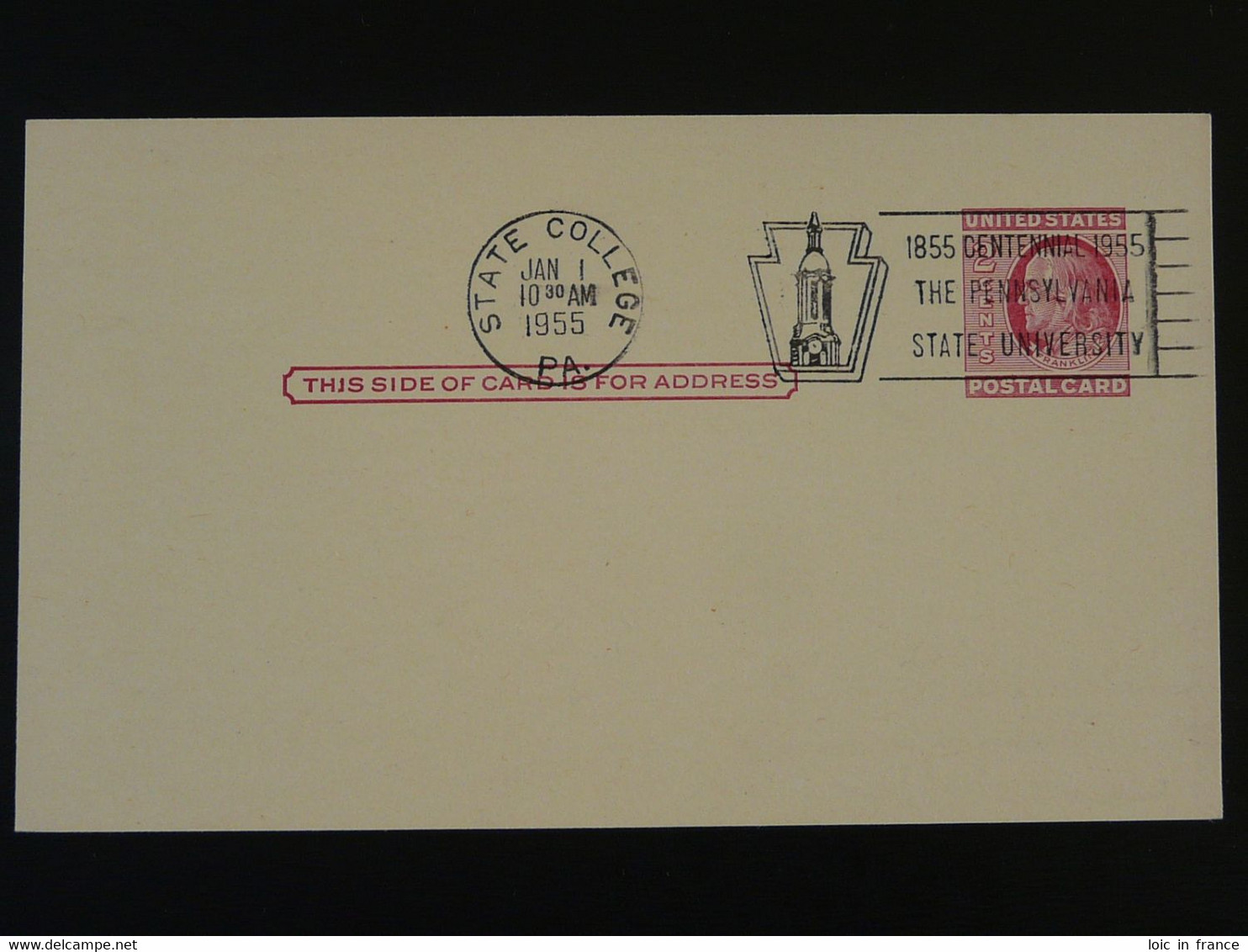 Pennsylvania State University 1955 Flamme Sur Entier Postal Postmark On Stationery Card State College USA Ref 773 - 1941-60