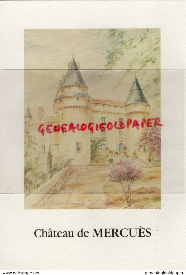 46- CAHORS- MENU CHATEAU DE MERCUES- DEJEUNER PRESSE AUDI 1999 - Menus