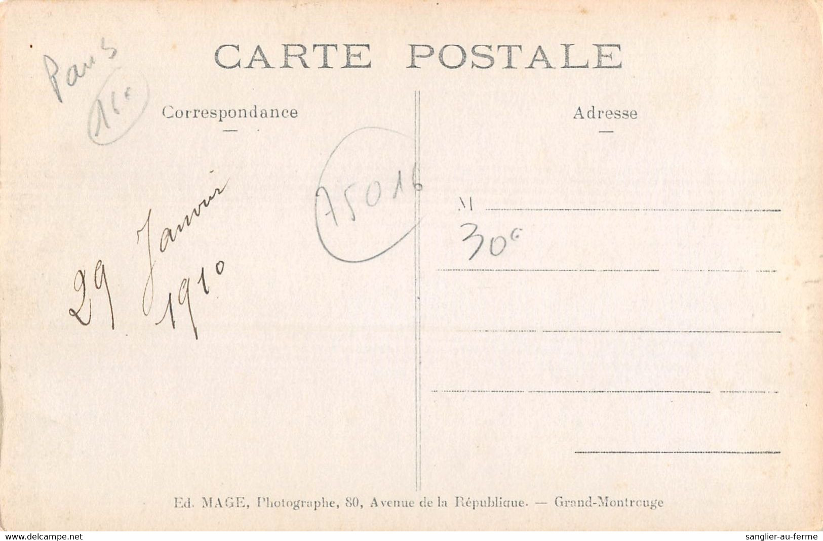 CPA 75 PARIS XVIe CARTE PHOTO UNE MAISON A PASSY PENDANT LES INONDATIONS 29 JANVIER 1910 - District 16