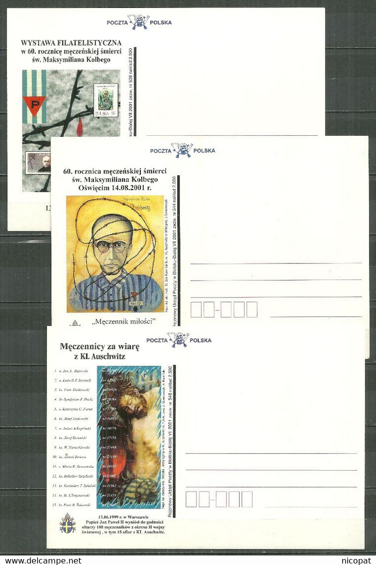 9 Cartes RARE 2500 Exemplaires, 60 ème Anniversaire De La Mort De Maximilien Kolbe à AUSCHWITZ, Camp De Concentration - Campo Di Prigionieri